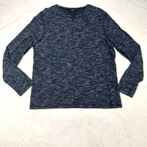 MARC ANTHONY MEN'S NAVY BLUE HEATHERED LONG SLEEVE GORPCORE HENLEY SIZE XL